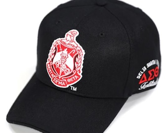 DST Cap w/ Shield, Delta Sigma Theta Hat, Sorority Baseball Cap, Black or Red