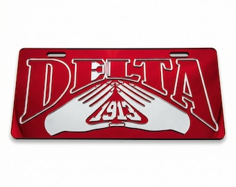 Delta Sigma Theta Crimson Hand Plate Tag, Sorority Car Decor