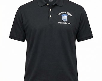 Phi Beta Sigma Black Polo, Embroidered Fraternity Shirt
