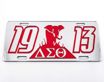 Delta Sigma Theta 1913 Elephant Plate Tag, ΔΣΘ Car Accessory, Sorority Auto Decor