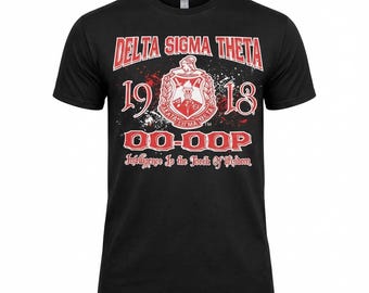 Delta Sigma Theta Oo-Oop Shirt, 1913 Crest Tee, Black Sorority Top