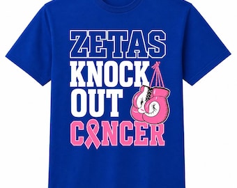 Zeta Phi Beta Knock Out Cancer Shirt, Blue Awareness Tee