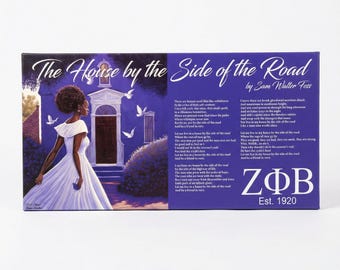 Zeta Phi Beta House Poem Canvas Art, Sorority Crossing Gift (10x20)