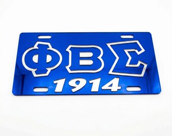 Phi Beta Sigma Car Tag, Blue & White Fraternity License Plate