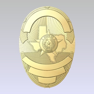 Texas Oval Badge with Star - 3d file CNC model - Police- Digital file download - not a physical item