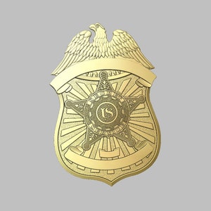 3d file CNC model - U.S. Secret Service Badge - with and without badge number banner- Digital file download - not a physical item