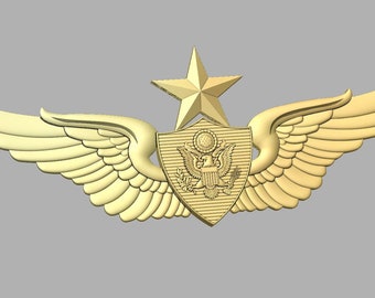 Modelo CNC en archivo 3D - Alas de aviador sénior de tripulante - Descarga de archivo digital (no es un artículo físico)