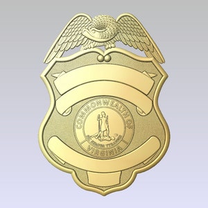 Virginia Police Badge - 3d file CNC model, digital download- Digital file download - not a physical item