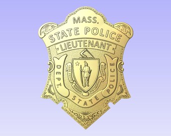 Massachusetts LIEUTENANT Badge - 3d file CNC model - Police- Digital file download - not a physical item