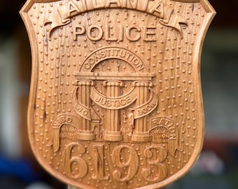 Atlanta PD Police badge - 3d wood plaque Cherry wood