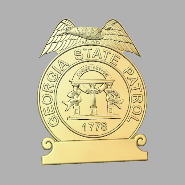 3d file CNC model - Georgia State Patrol badge model- Digital file download - not a physical item