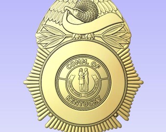 Badge Type 62 with the Kentucky State Seal - 3d file CNC model - Police- Digital file download - not a physical item