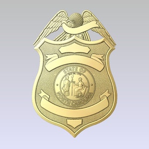North Carolina Eagle on Top Badge Version 2 - 3d file CNC model- Digital file download - not a physical item