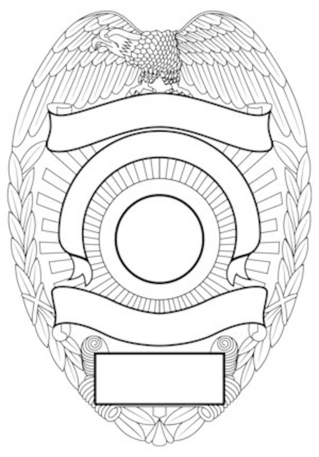 Eagle on Top Police Badge Vector DXF, AI and SVG File Digital File