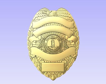 3d file CNC model - Eagle on Top Virginia Seal badge- Digital file download - not a physical item