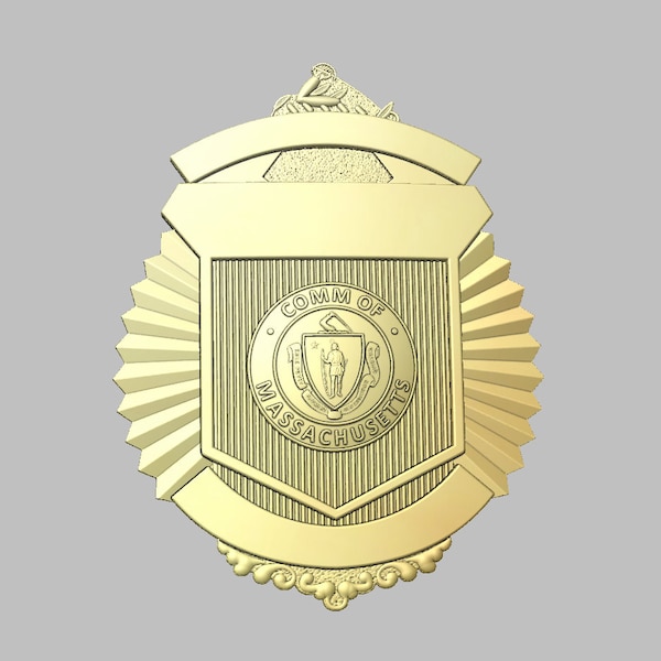 3d file CNC model - Police -  Massachusetts Badge- Digital file download - not a physical item