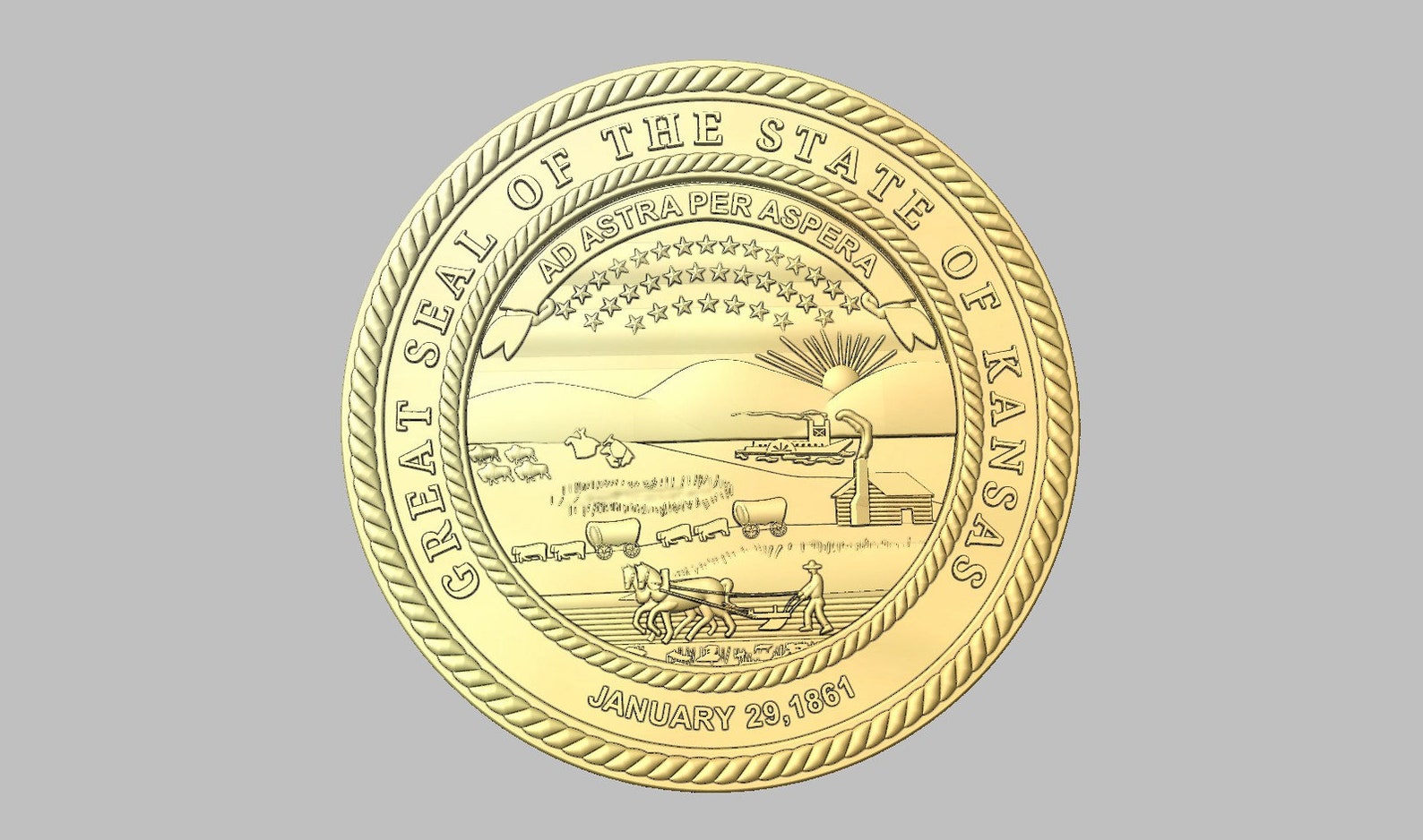 Kc Cnc File 3d File CNC Model - Kansas State Seal- Digital File Download - Not a ...