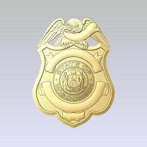 Wisconsin Police Badge - 3d file CNC model, digital download- Digital file download - not a physical item