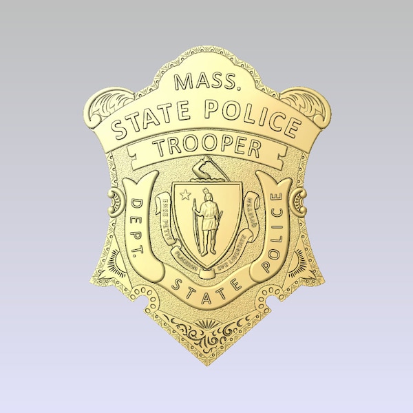 Massachusetts Trooper Badge - 3d file CNC model - Police- Digital file download - not a physical item