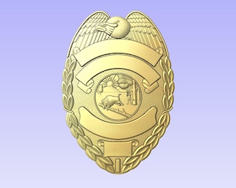3d file CNC model - Police - Fire Badge Type 32 with Indiana Seal  Digital file download - not a physical item
