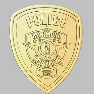 3d file CNC model - Richmond Kentucky Police Patch- Digital file download - not a physical item