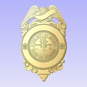 Miami Police badge -   - STL format - 3d CNC- Digital file download - not a physical item