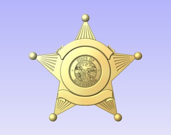 3d file CNC model - Police - Minnesota 5 Star badge- Digital file download - not a physical item