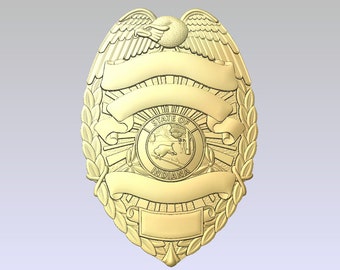 3d file CNC model - Police - BadgeType1b with Indiana seal - Digital file download - not a physical item