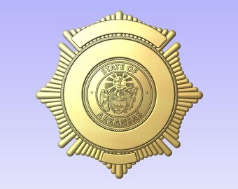 3d file CNC model - Arkansas State Police badge- Digital file download - not a physical item