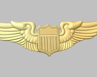 3d file CNC model - AF Aviator Wings- Digital file download - not a physical item