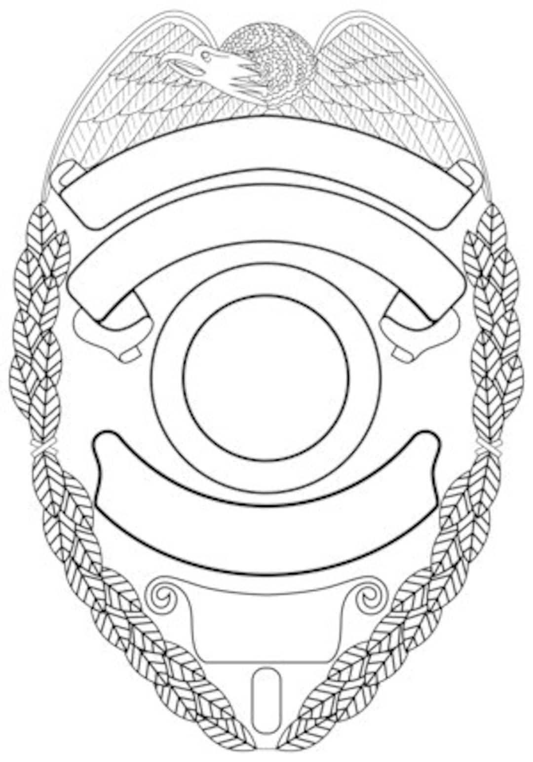 Eagle on Top Police Badge Vector DXF, AI and SVG File Digital File