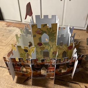 Saludo personalizado de castillo de cartón emergente hecho a mano