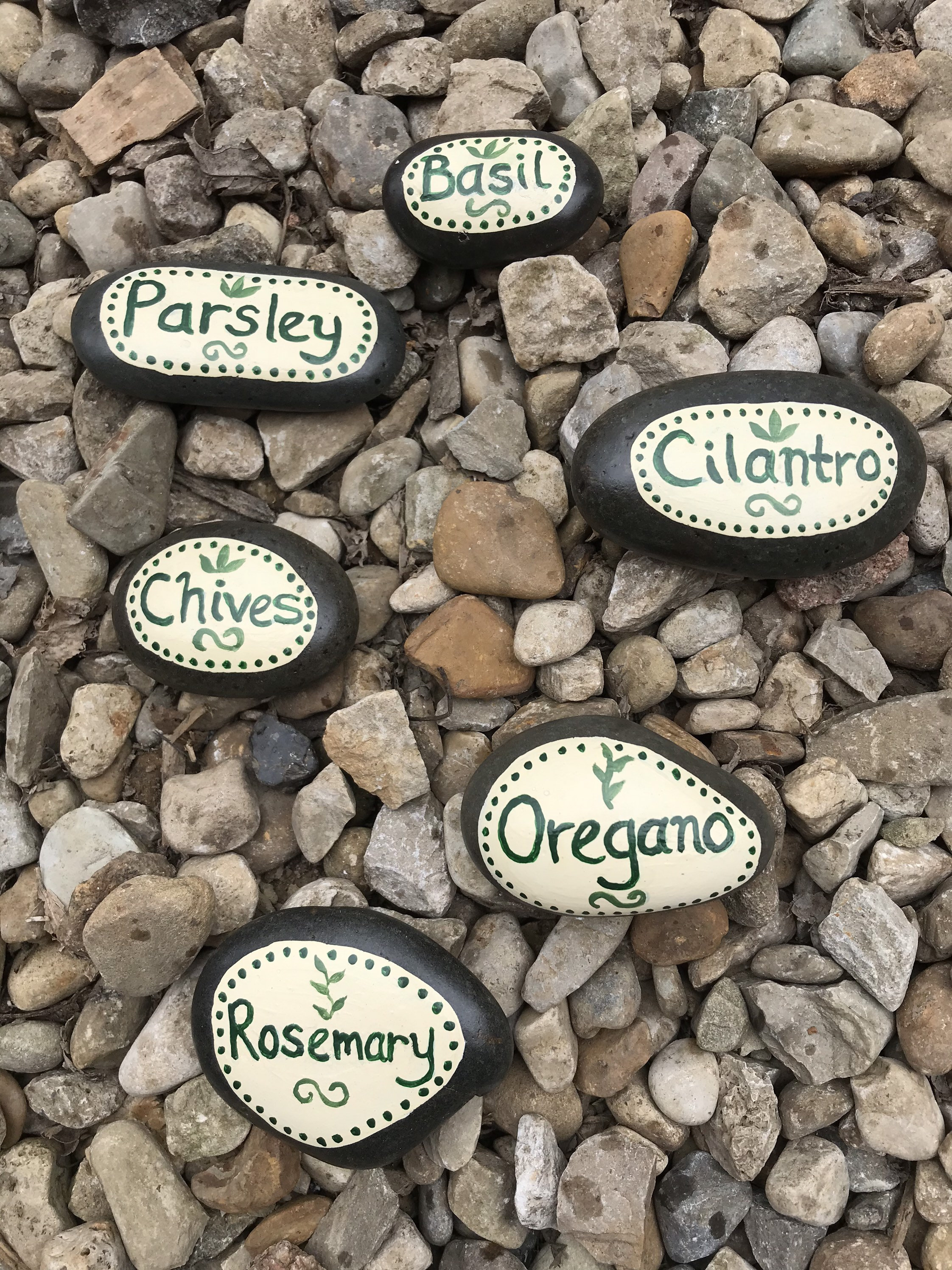Hand Painted Stone Garden Plant Markers Vegetables and Herbs Etsy