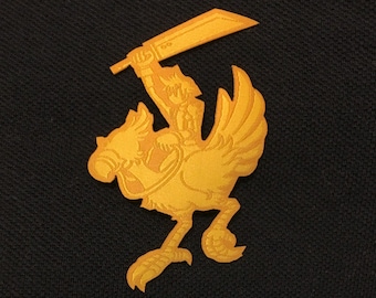 Chocobo Patch - FF7 Final Fantasy VII - woven patch with iron-on backing - In the style of polo shirts & jackets