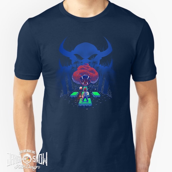 Dark Tropics - StarTropics Tee RetroGaming Video Games T-shirt by Jango Snow