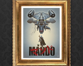 MANDOKIRA - 12"x16" / 8"x10" art print - anime sci-fi mashup geek art