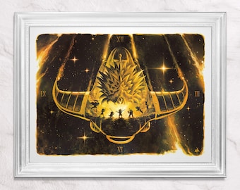 Chrono Trigger art print - 16"x12" - "The Epoch Battle" by Jango Snow - videogame retro gaming geek art painting home decor