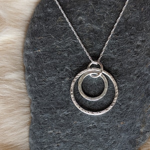 SilberNer Hoop Anhänger | Sterling Silber Doppelreif, offene Kreis Halskette |  Ecosilber Kette zh241