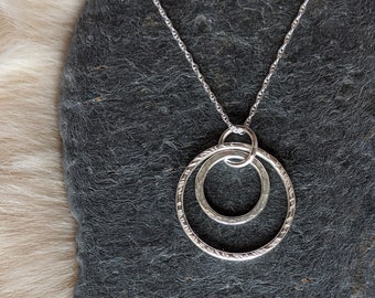 Double Hoop Silver Necklace