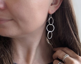 Silver Triple Drop HOOP earrings