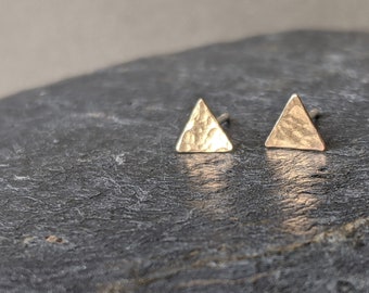 NEW- Hammered Gold Triangle Studs