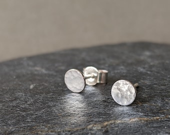 Silver Hammered Round Studs