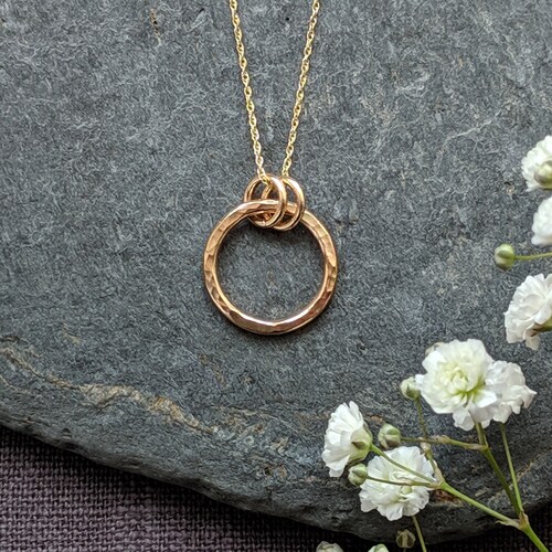 14k Gold Circle Necklace Etsy