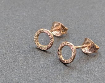 Gold shimmer studs | Tiny gold circle studs earrings | Gold filled, 9ct or 18ct yellow gold