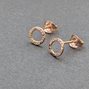 Gold shimmer studs | Tiny gold circle studs earrings | Gold filled, 9ct or 18ct yellow gold