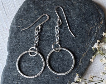 Silver Drop HOOP earrings