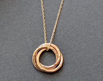 Gold TRINITY Hoop Necklace | The Trinity Necklace |Interlinking Gold hoop Necklace | 9ct gold or 18ct yellow gold ZHN13