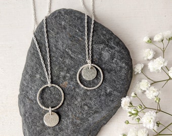 NEW 2-in-1 Small Silver Circle Hoop Pendant