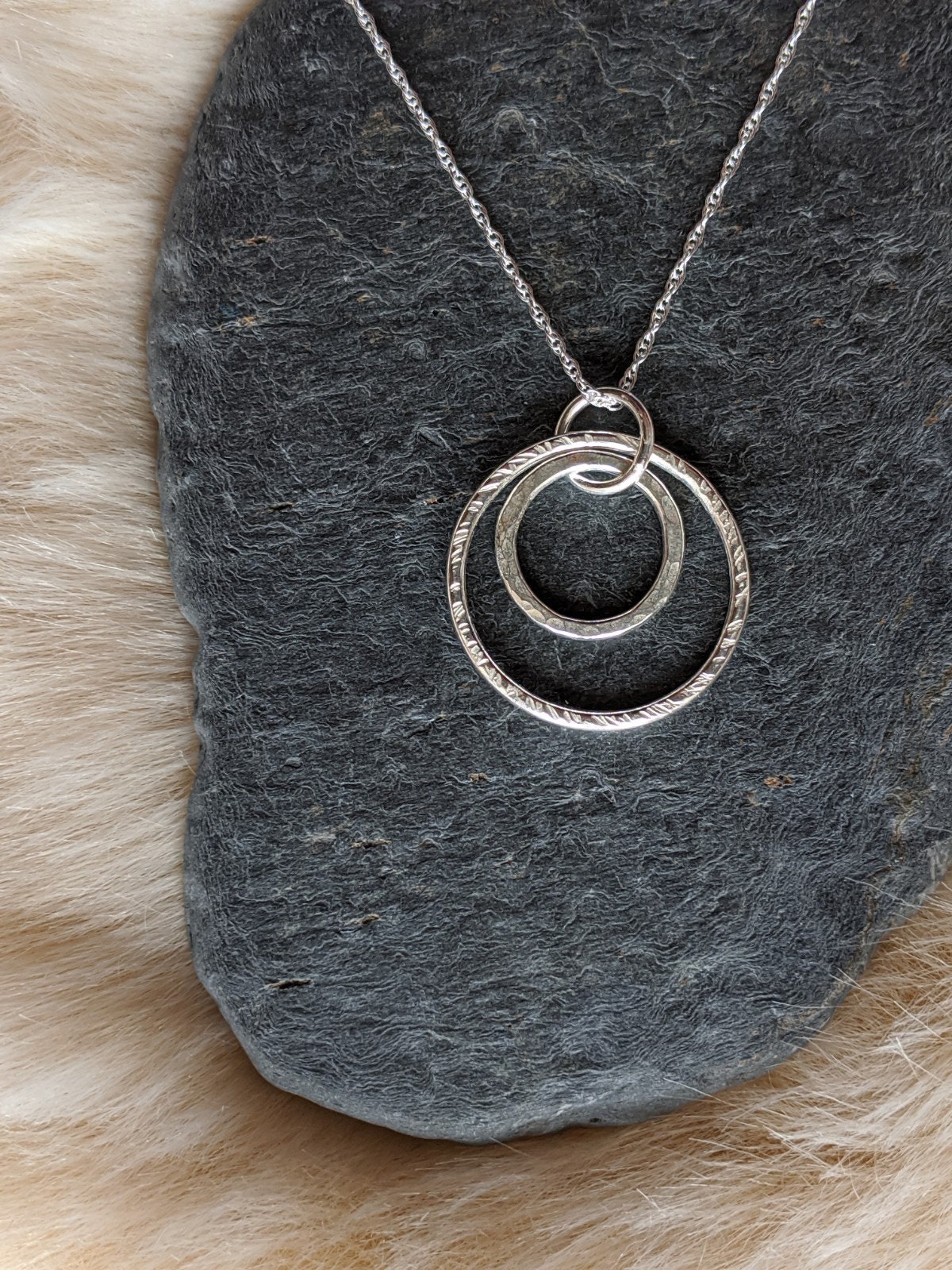 Double Hoop Silver Necklace