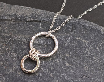 Silver Drop Hoop necklace *NEW* | Hammered Sterling Silver Double Hoop Necklace
